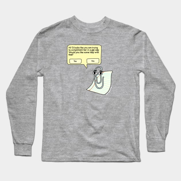 Queer Clippy - The Peach Fuzz Long Sleeve T-Shirt by ThePeachFuzz